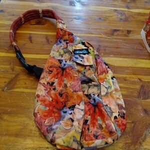 Kavu Orange Multi Leaf-Print Crossbody Sling Bag